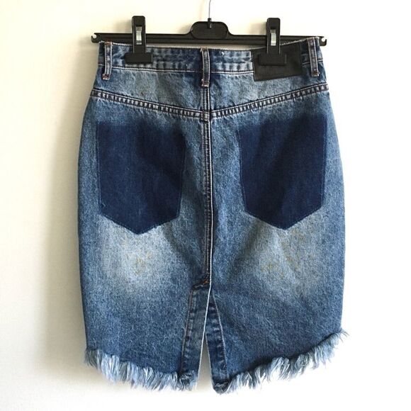 ONE TEASPOON High Waisted Denim Skirt Blue 26 - Picture 2 of 8